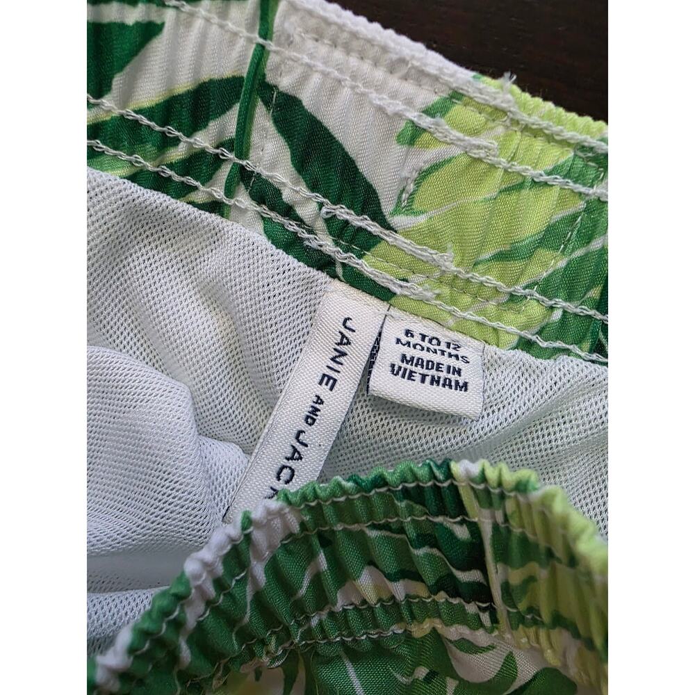 Janie & Jack Tropical Leaves Green Swim Trunks Size 6 - 12 Months - Picture 2 of 3